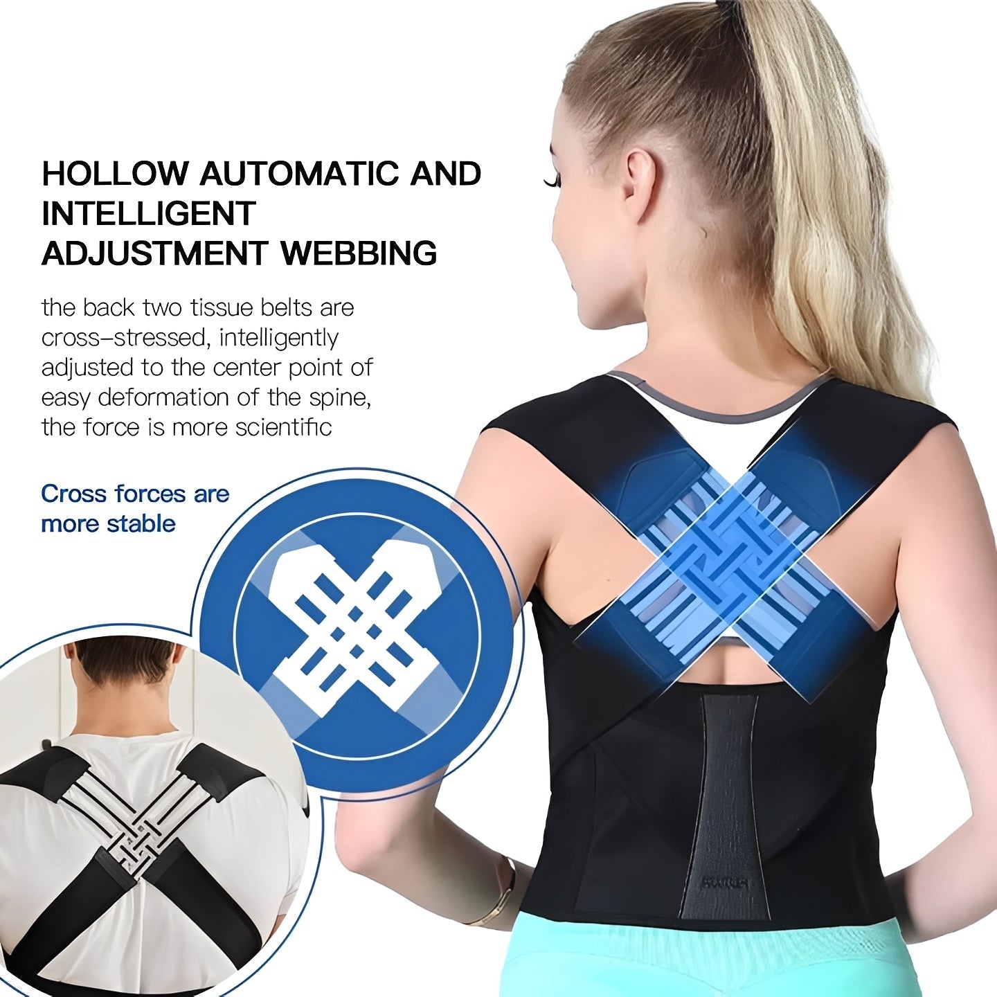 Soporte lumbar cómodo con correas de hombro flexibles
