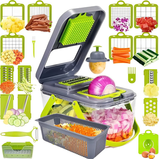 Multi Functional Veggie Chopper with Safety Handle and Box - Ortekor