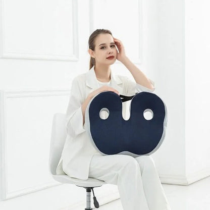 Cojín de asiento de espuma viscoelástica con abertura para el coxis para silla de oficina, coche y silla de ruedas: soporte ergonómico para aliviar el dolor de espalda baja y cadera