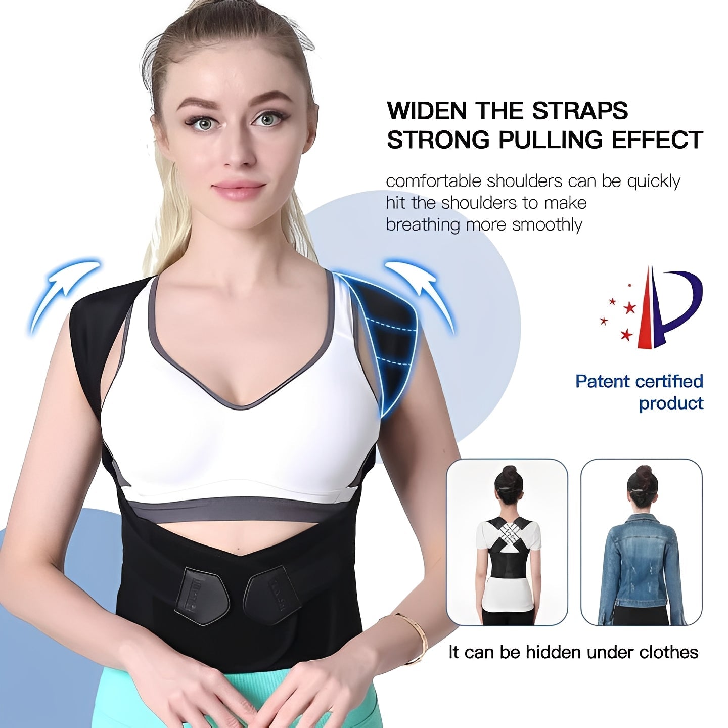 Soporte lumbar cómodo con correas de hombro flexibles