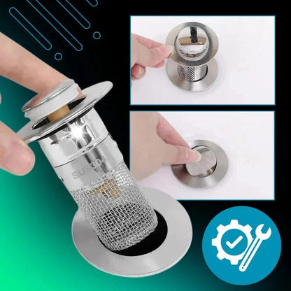 Tapón de fregadero de fácil instalación con sello suave y colador
