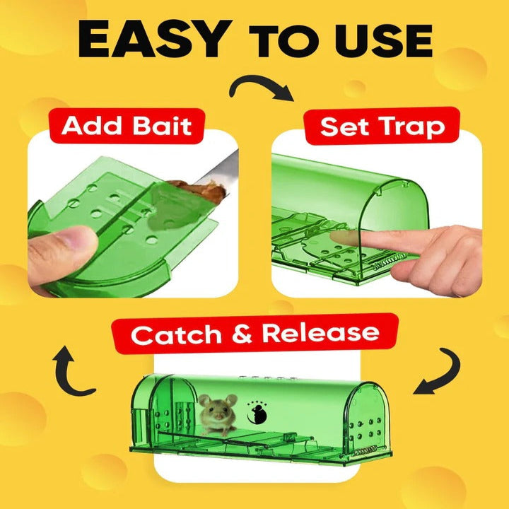 Trampas para ratones Easy Catch Humanas, paquete de 4