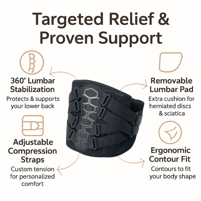 Cinturón flexible de soporte lumbar con varillas metálicas