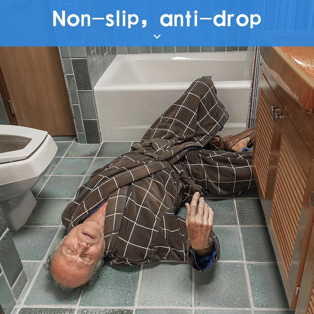 Barra de apoyo resistente para baño con asas de soporte