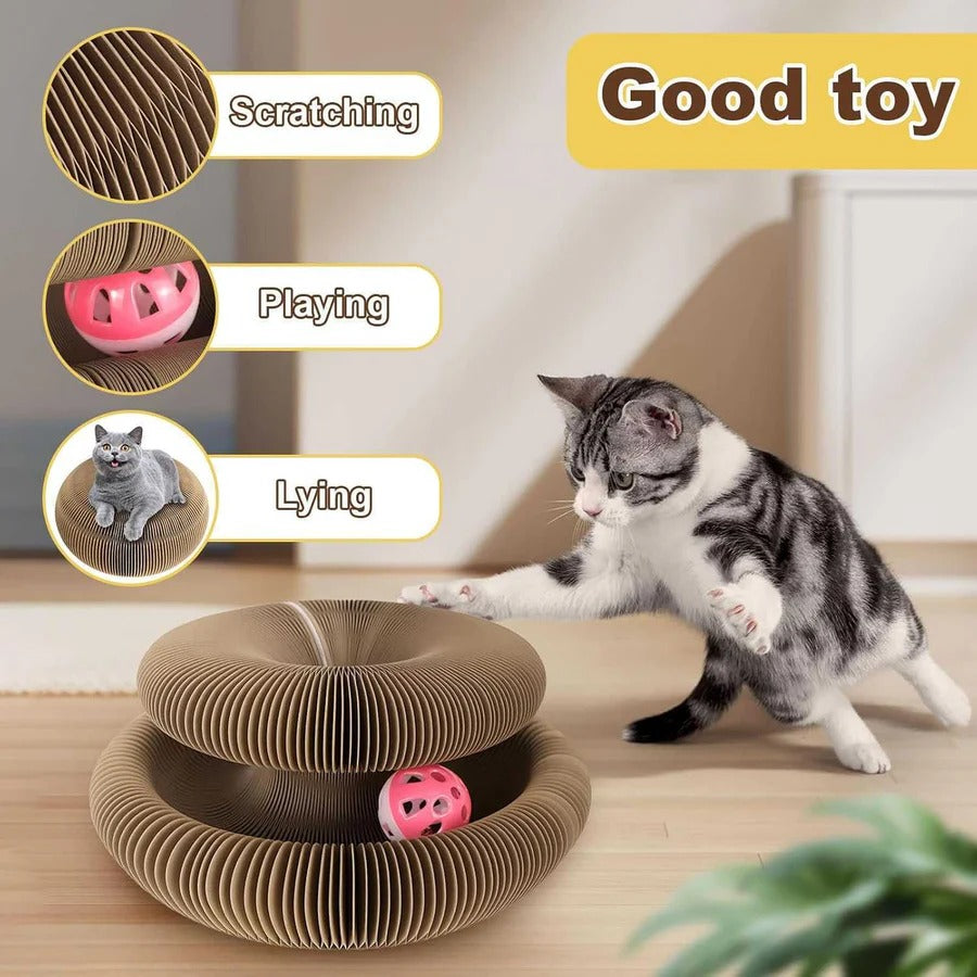 Rascador divertido para gatos con juguete de bola giratoria, juego de 2 piezas