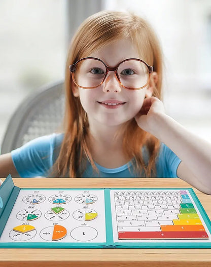 Interactive Fraction Learning Board with Magnetic Pieces for Kids Math Practice Home School Classroom Teaching Aid