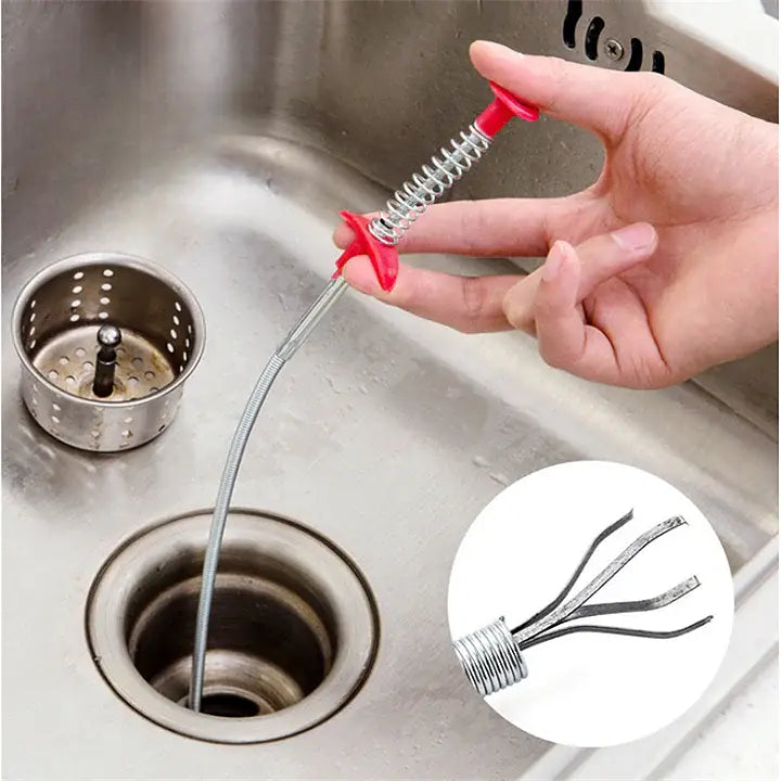 Flexible Drain Snake Tool with Hook for Clogged Pipes, Sinks, Tubs & Showers | Home Plumbing Unclogger