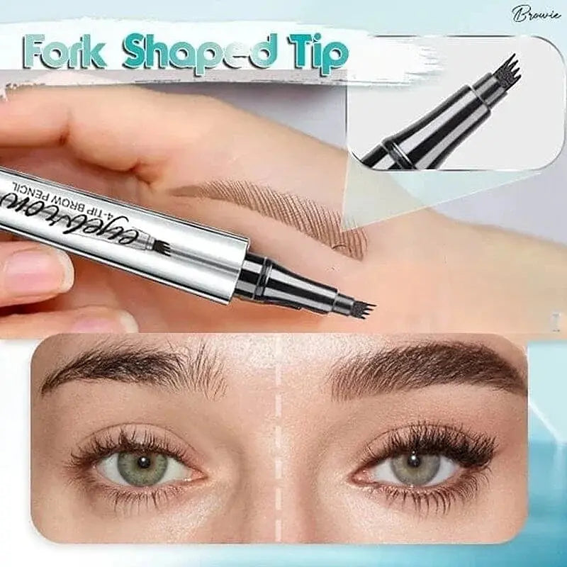 Four-Prong Microblading Brow Pen with Long-Lasting Formula for Natural Hair-Like Strokes
