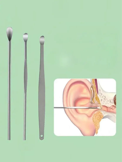 Stainless Steel Ear Cleaning Tool Set with Portable Case for Safe Wax Removal | Reusable Earwax Remover Kit for Adults and Kids | Profession