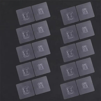 Clear Wall Mount Hooks 10-Pack Peel and Stick Organizers for Cable Management Router Power Strip Holder Home Office Décor