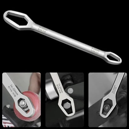 Dual-Head Adjustable Wrench Set 0.3-0.86 Inch Bolt Range Universal Spanner Tool for Auto Repair Home Workshop Bike Maintenance Plumbing DIY