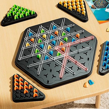 Triangle Strategy Board Game for Kids & Adults – Spatial Reasoning Puzzle with Pegs & Bands for Family Game Night