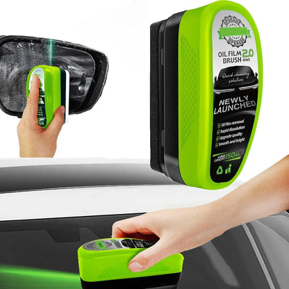 Windshield Cleaner Brush with Water-Repelling Coating for Streak-Free Glass, Mirrors & Windows - Removes Greasy Haze, Road Grime & Fog Fast