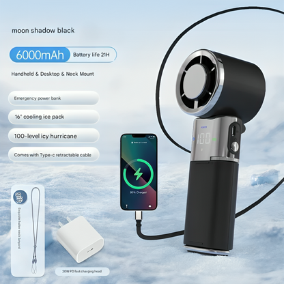Smart Power Bank Fan with Adjustable Airflow & Quick Charge Feature | Versatile Cooling Solution for On-the-Go Comfort