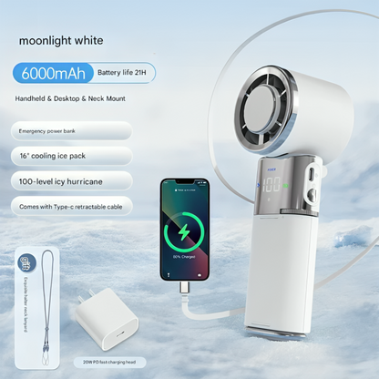 Ventilador con batería externa inteligente | Ventilador de mano a pilas con 100 velocidades | Dispositivo de refrigeración portátil para mayor comodidad en movimiento