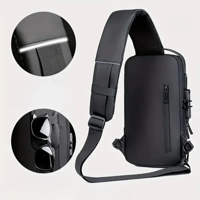 Compact Sling Bag with Combination Lock for Men and Women Crossbody Security Chest Pack for Travel Commute Outdoors