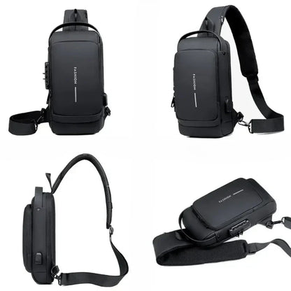 Compact Sling Bag with Combination Lock for Men and Women Crossbody Security Chest Pack for Travel Commute Outdoors