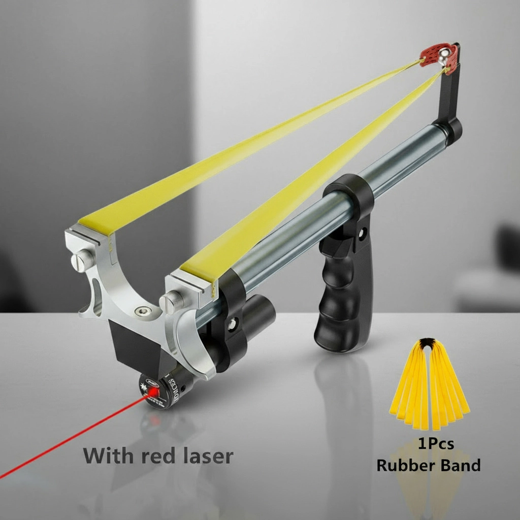 Adjustable Precision Slingshot with Laser Sight & Telescoping Handle for Target Shooting & Outdoor Recreation