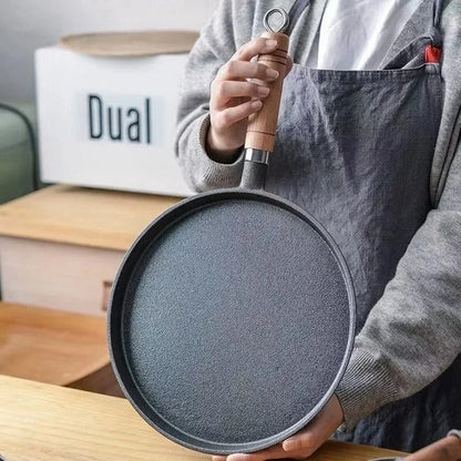 Sartén de hierro fundido duradera para crepes, para cocinas a gas y eléctricas