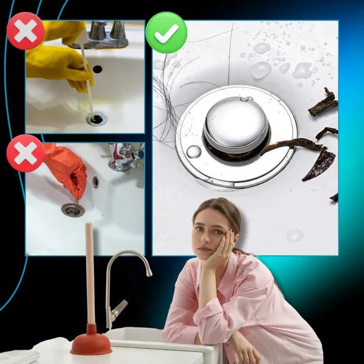Tapón de fregadero de fácil instalación con sello suave y colador