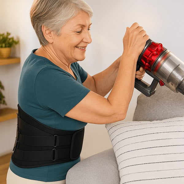 Cinturón flexible de soporte lumbar con varillas metálicas