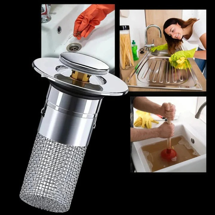 Tapón de fregadero de fácil instalación con sello suave y colador