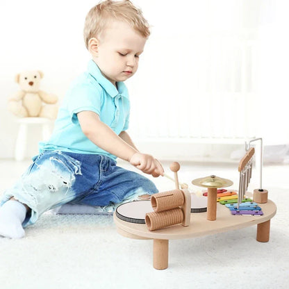 Wooden Musical Instrument Play Station for Kids – Xylophone Drum Bell Set for Toddlers Ages 3+