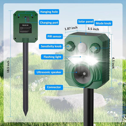 Ahuyentador de plagas eficaz para el jardín con 5 modos de sonido