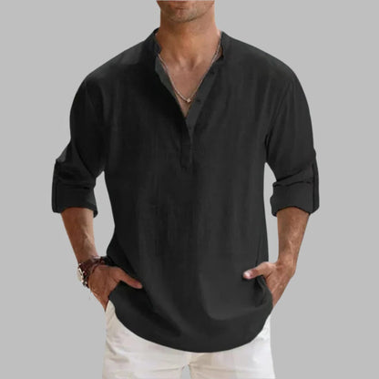 Camisa de lino transpirable de verano para hombre