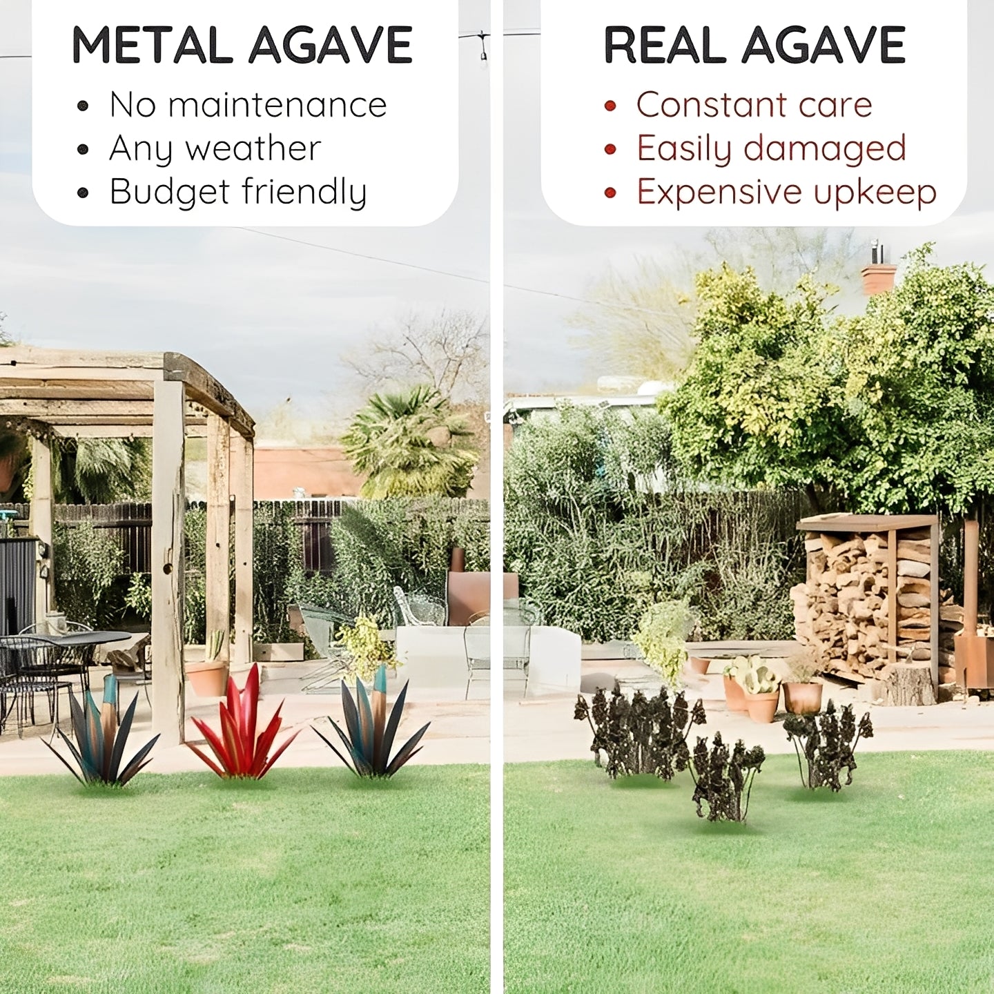 Decoración de jardín rústica de metal para suculentas para el hogar