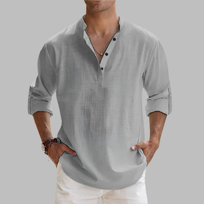 Camisa de lino transpirable de verano para hombre