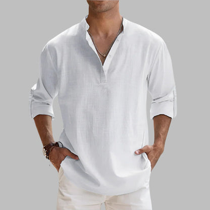 Camisa de lino transpirable de verano para hombre