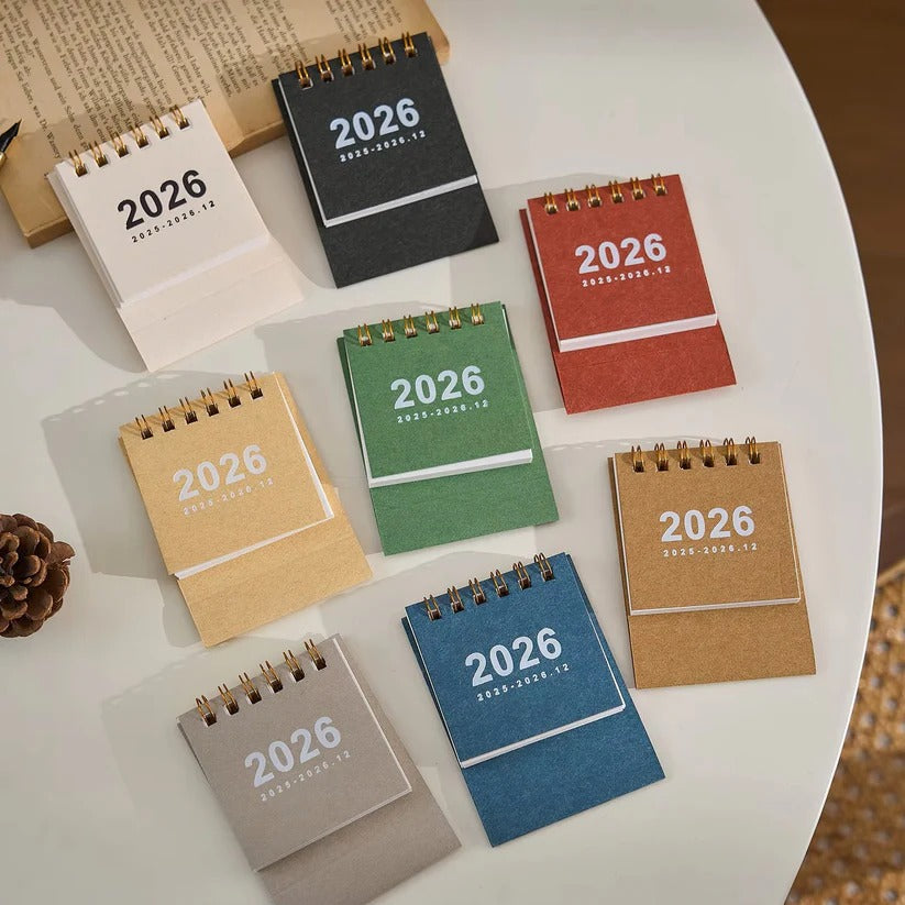 Calendario de escritorio compacto 2026 con soporte para oficina en casa