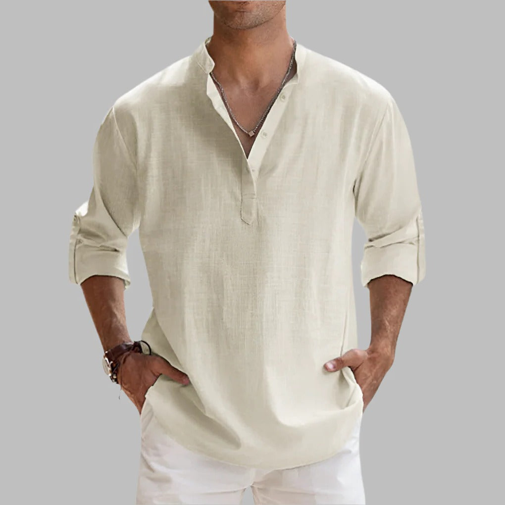 Camisa de lino transpirable de verano para hombre