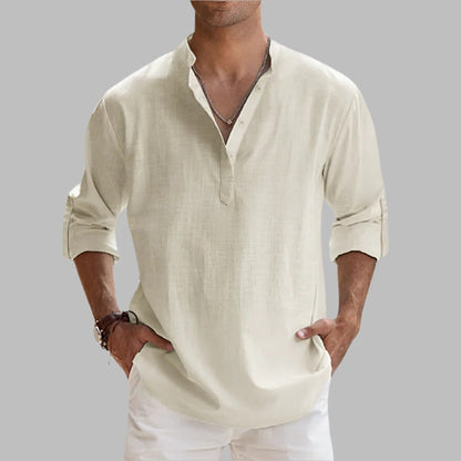 Camisa de lino transpirable de verano para hombre