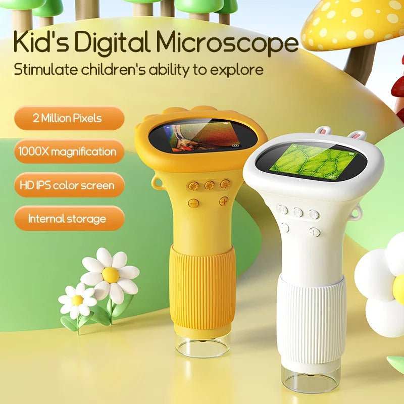Divertido microscopio de mano para niños, kit de ciencia con aumento de 1000x