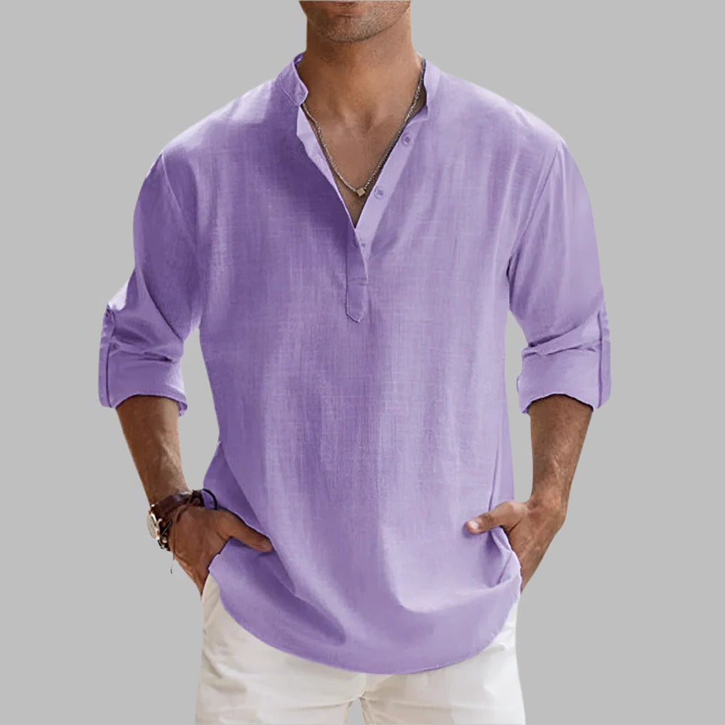 Camisa de lino transpirable de verano para hombre