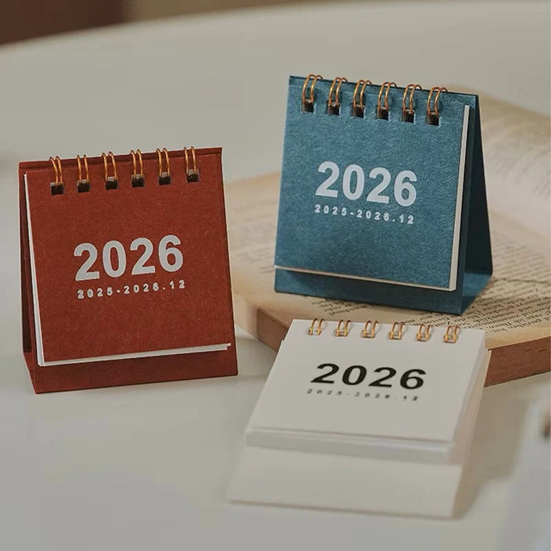 Calendario de escritorio compacto 2026 con soporte para oficina en casa
