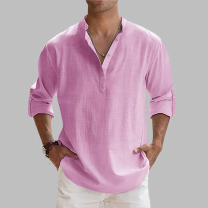 Camisa de lino transpirable de verano para hombre