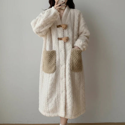 Bata de Felpa Suave con Capucha para Mujer, Ropa Cómoda para Estar en Casa