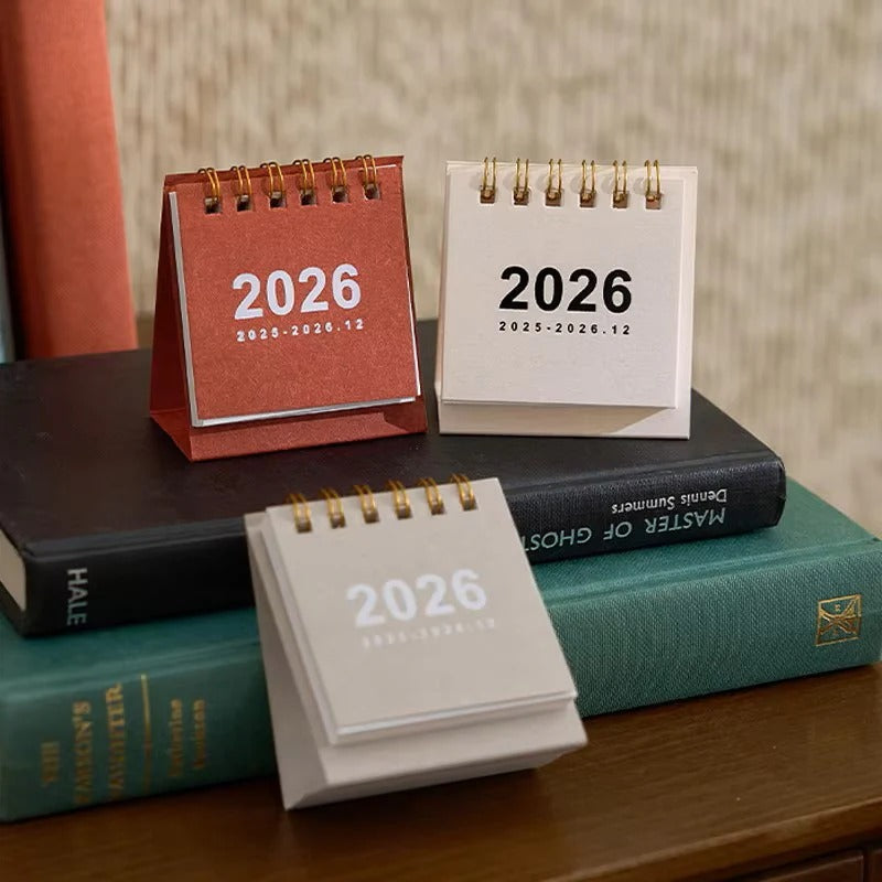 Calendario de escritorio compacto 2026 con soporte para oficina en casa