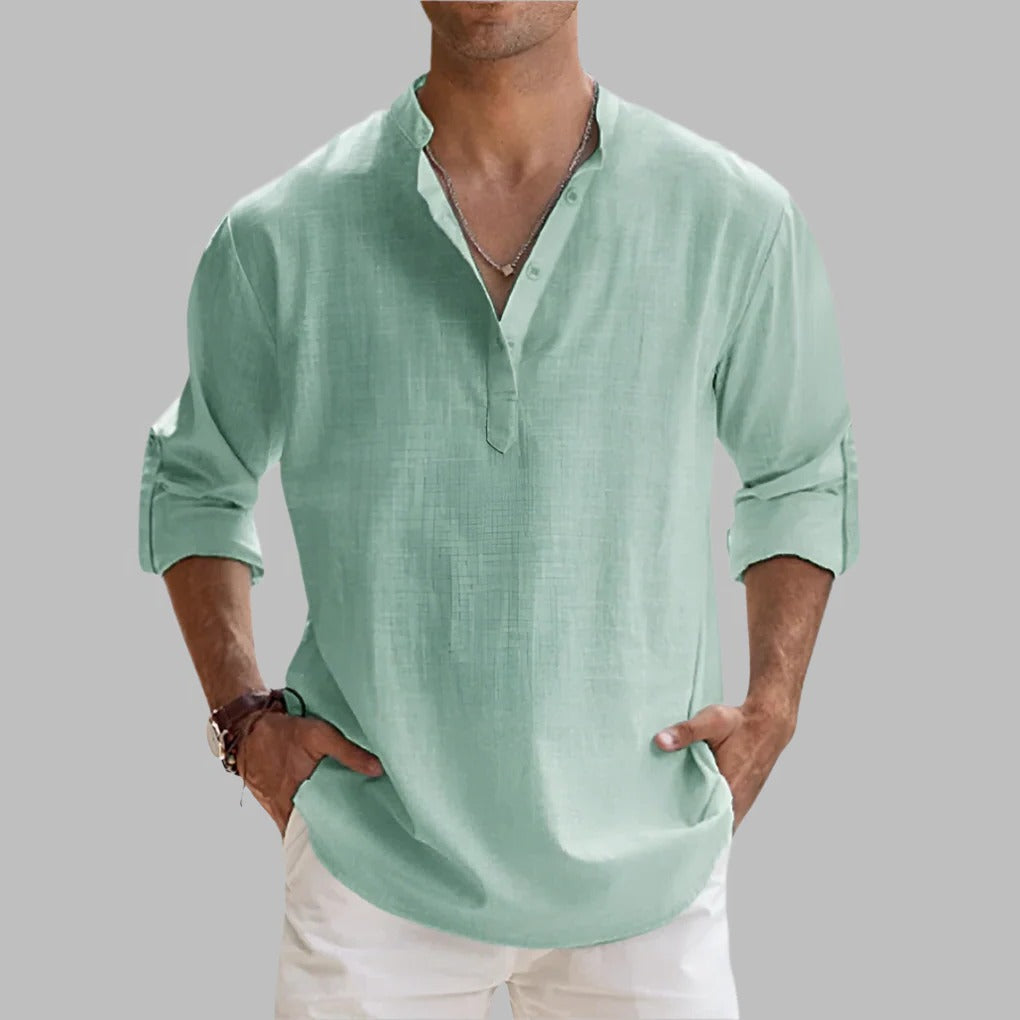 Camisa de lino transpirable de verano para hombre
