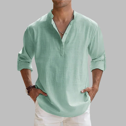 Camisa de lino transpirable de verano para hombre
