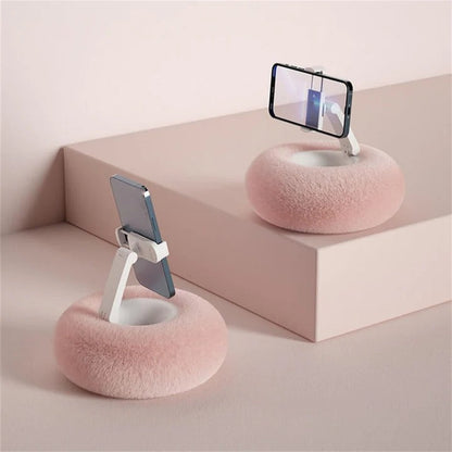 Soporte para teléfono suave con bandeja de aperitivos desmontable