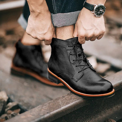 Botas de trabajo de cuero cómodas para hombre con soporte de arco