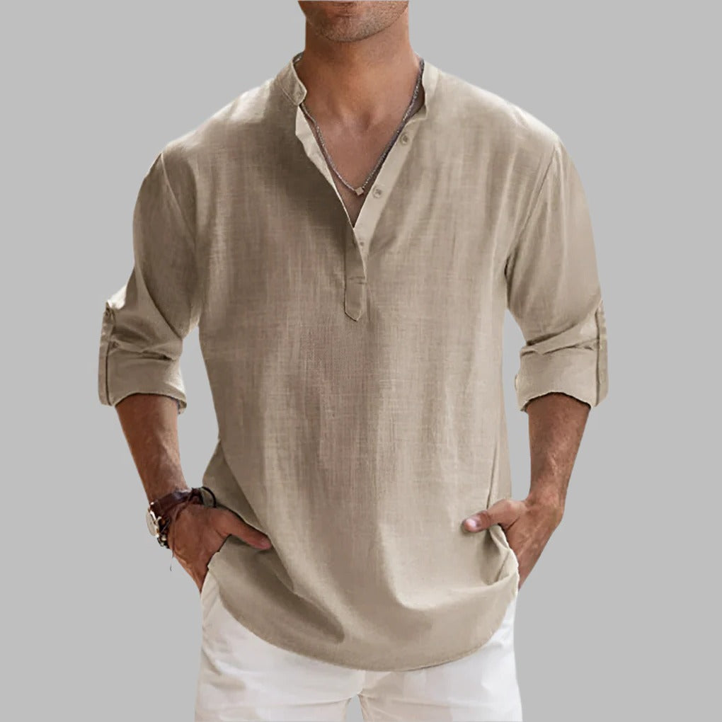 Camisa de lino transpirable de verano para hombre