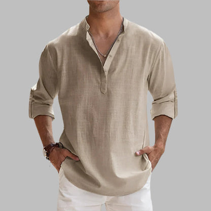 Camisa de lino transpirable de verano para hombre