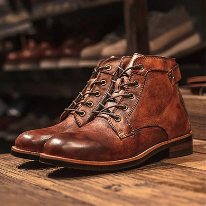 Botas de trabajo de cuero cómodas para hombre con soporte de arco