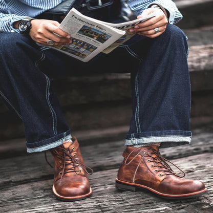 Botas de trabajo de cuero cómodas para hombre con soporte de arco