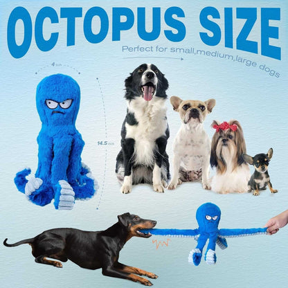 Juguete masticable de pulpo de peluche con sonido para perros
